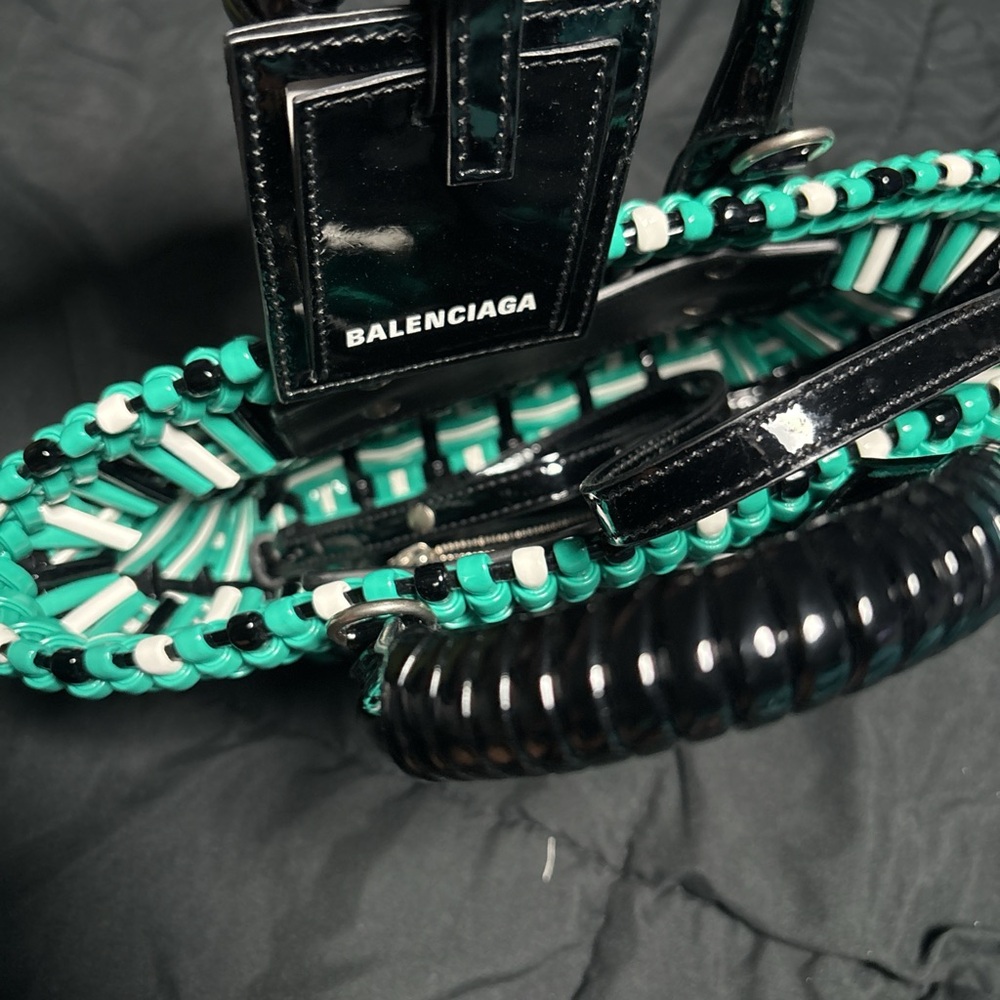 Balenciaga Green, White & Black Woven Tote - Picture 3 of 8